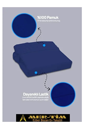 mer-tim ezberbozan ev tekstili Mer-Tim Cotton Ranforce Double Elastic Fitted Sheet and Pillowcase Set