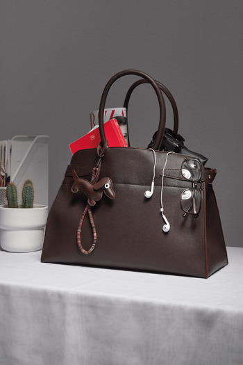Tailors Room Leather Bag with Buckle Detail - Brown