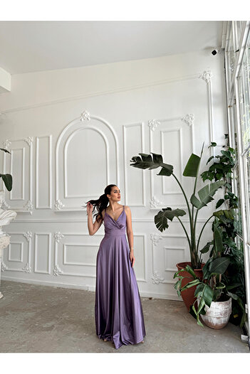 Sindimoda Askı Detay Saten Abiye 582151