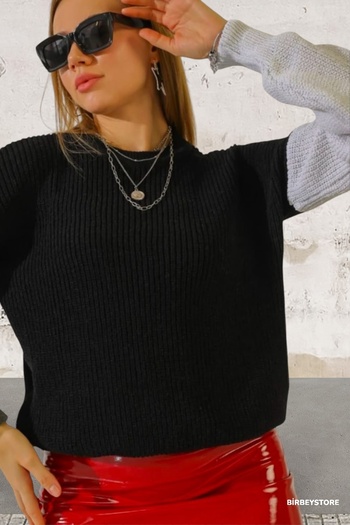 BİRBEYSTORE Model de pulover de tricotaj de damă colorat