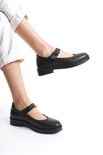 GNS Shoes BALERİN Естествена кожа Черни дамски обувки
