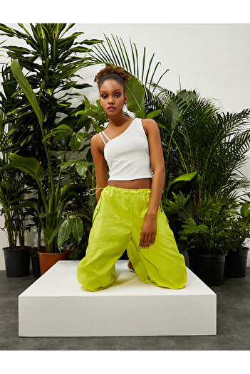 Koton Crop Ribbed Undershirt Asymmetrical Collar