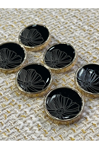ODDA TASARIM ATÖLYESİ 23 mm Epoxy, Laser Cut Flower Pattern Black Gold Cereve Knob