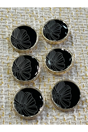 ODDA TASARIM ATÖLYESİ 23 mm Epoxy, Laser Cut Flower Pattern Black Gold Cereve Knob