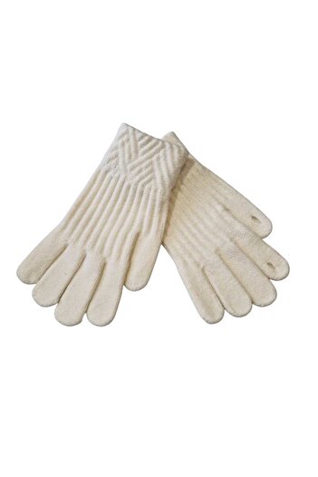 Betülce Double Layer Luxury Quality Two Stripes Patterned Unisex Knitting Gloves