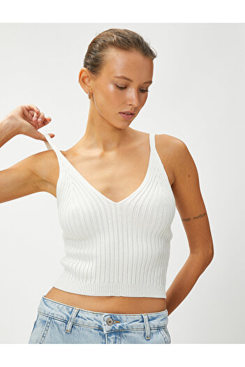 Koton Crop Knitwear Undershirt with Straps V-Neck