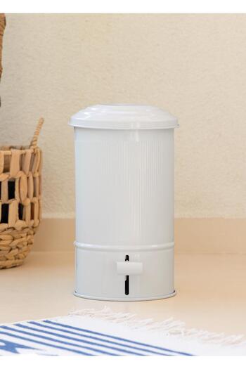The Mia Stripe Kitchen and Bathroom Trash Can White 5 Lt