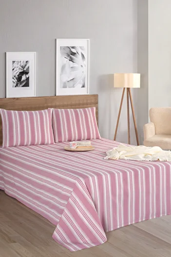 Eponj Home Sport Striped Sheet and Pillowcase - Double Soft Line Claret Red Set