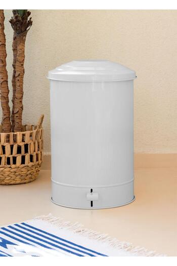 The Mia Stripe Kitchen Trash Can White 37 Lt