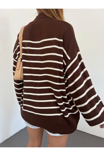 Modamorfo Half-Rise Buttoned Knitwear Sweater - Brown