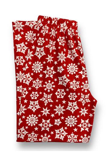 FORMO Women's Red White Snow Pattern Suede Quality Soft Winter Pajama Bottoms