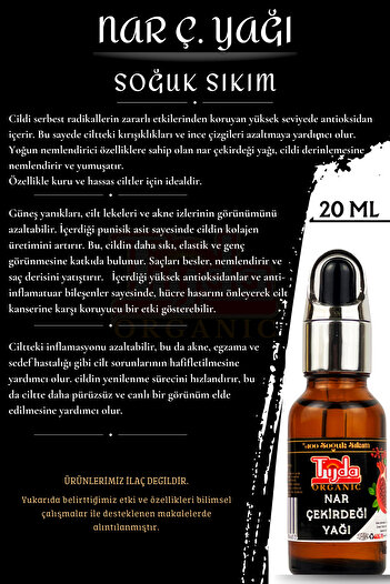 TİJDA Pomegranate Seed Oil (100% Cold Pressed) 20 ml (Pomegranate Seed Oil)