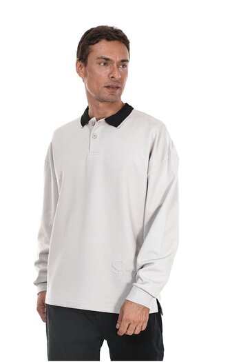 king brich Ανδρικό φούτερ Kingbrich Polo Collar με λεπτομέρεια Oversize Fit
