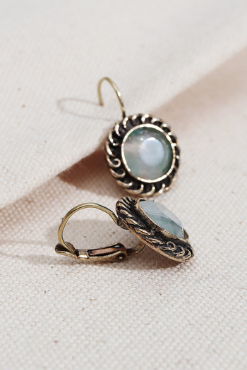 Süspüs Accessories Water Green Stone Round Authentic Earrings
