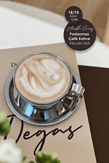 Anadolu Saray Paslanmaz Krom Çelik Kahve Fincanı Seti Espresso Kahve Fincan Seti Kahve Sunum Bardağı 250ml 1 Adet