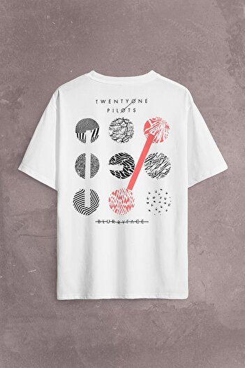 Kendim Seçtim Twenty One Pilots Logo Stressed πίσω εμπρός τυπωμένο μπλουζάκι υπερμεγέθη Unisex μπλουζάκι