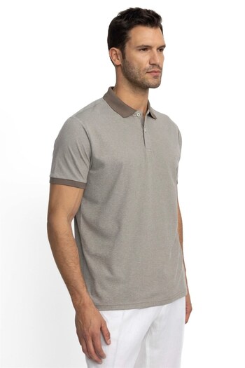 Tudors Men's Regular Fit Classic Cut Cotton Plain Pique Mink Polo Neck T-Shirt
