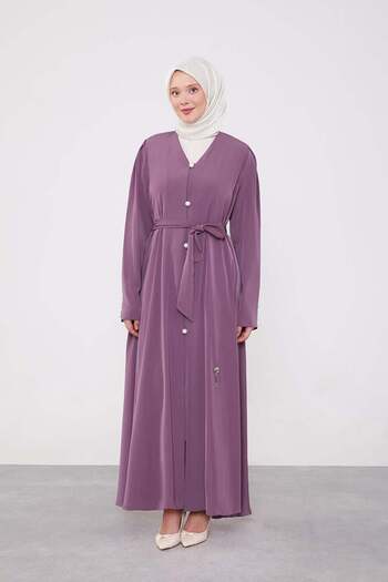 Levidor Lilac Pearl Buttoned Belted Ferace