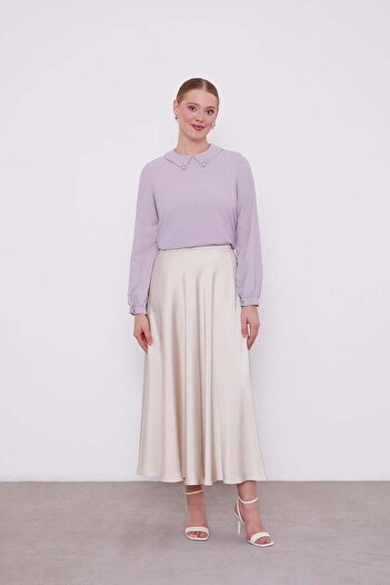 Levidor Lilac Collar Embroidered Blouse