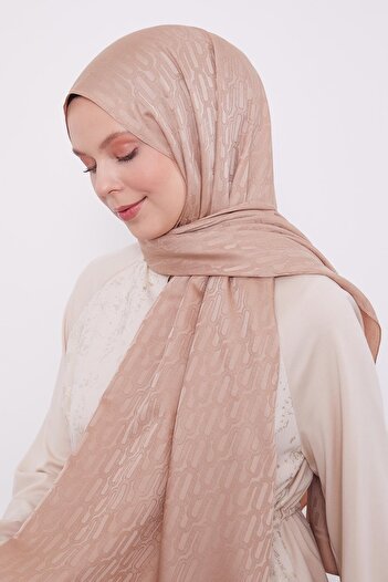 Levidor Milk Coffee Paperclip Pattern Blue Jacquard Shawl