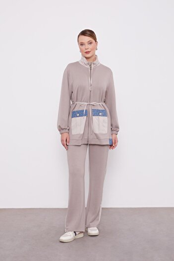 Levidor Stone Pocket Embroidery Detailed Jacket Set