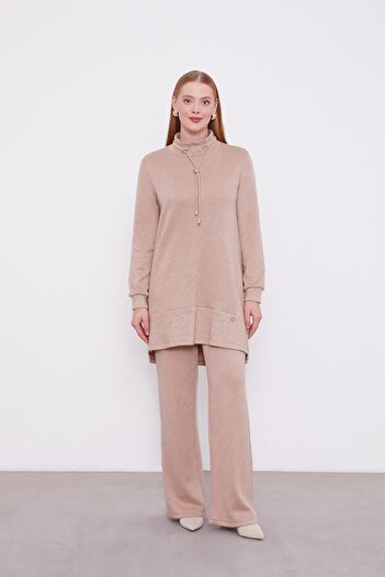 Levidor K.Beige Glittered Cashmere Fabric Double Set