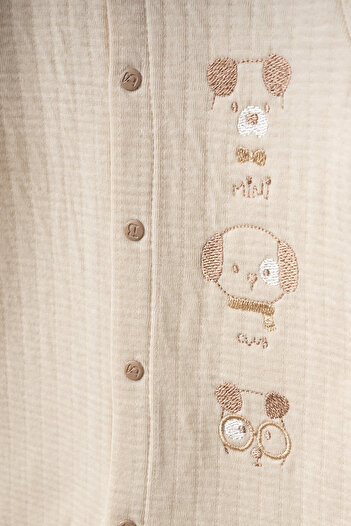 Bebitof Cute Puppy Patterned Muslin Baby Jumpsuit