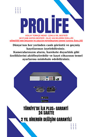 PROLİFE 3 Lü Sesli Güvenlik Kamerası 5 Mp Gece Renkli Yüz Ve Araç Tanımalı Full Hd Kamera Sistemi