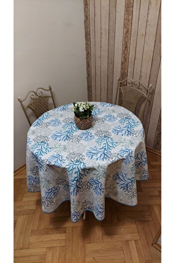 gonk Round, Coral Pattern, Duck (Liquid Protective, Stain-Protective) Fabric, Tablecloth