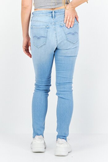 Replay Women Skinny Fit Washed Stretchable Jeans, Light Blue