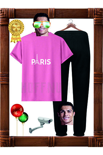 HOFFNUNG Paris Eiffel Tower Patterned Unisex Full Pants Set