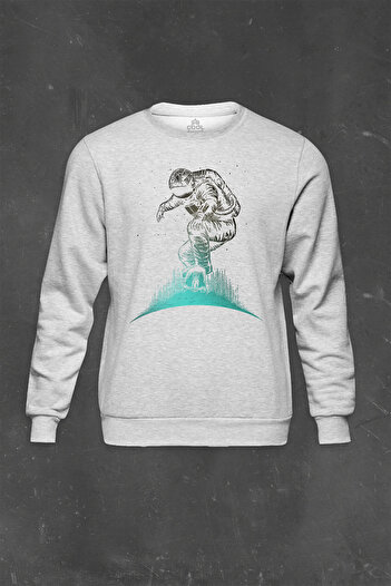 so cool Γκρι φούτερ Astronaut Space Cosmos Moon Earth Planet Galaxy Φούτερ με στάμπα Unisex