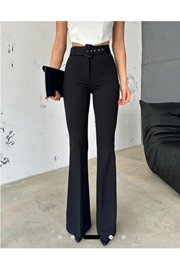 Asia Spanish High Waist Belt Fabric Pants (Lycra Double Fabric)