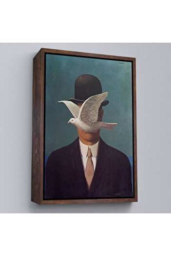 indispensablely Framed Rene Magritte Man in a Bowler Hat Surreal Wall Painting-6210