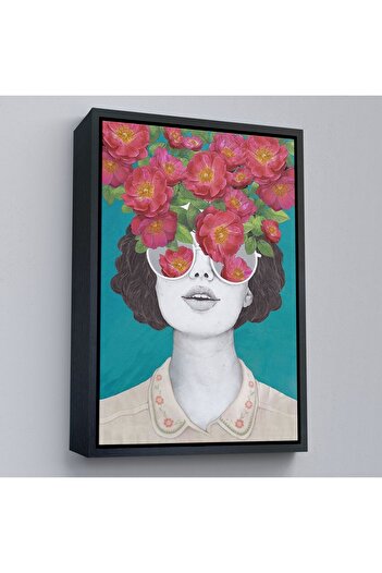 indispensablely Optimist Woman Painting Flowers in Frame-6269