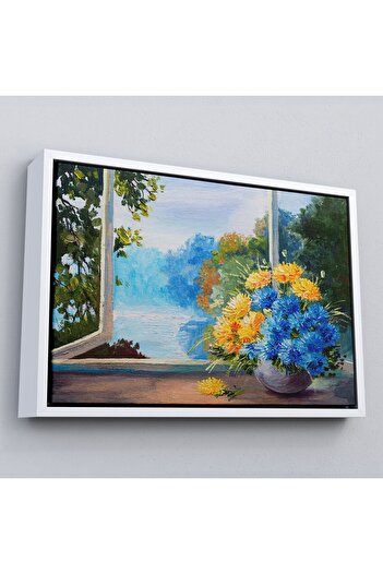 indispensablely Framed Flower Bouquet by the Window Canvas Wall Painting-3453