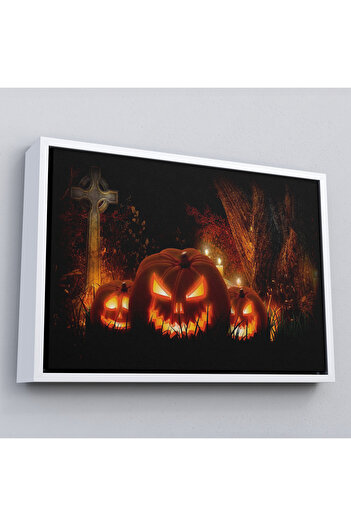 indispensablely Framed Scary Carved Pumpkins Halloween Decor Decorative Wall Painting-5197
