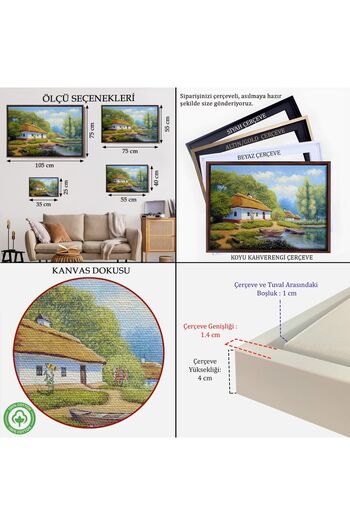 indispensablely Framed Ukraine Village House Landscape Oil Painting View Decorative Canvas Wall Painting-3663