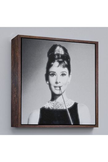 indispensablely Framed Black and White Canvas Painting of Audrey Hepburn-5071