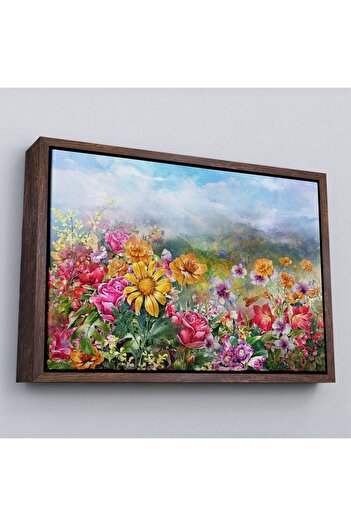indispensablely Framed Multicolored Flowers Landscape Canvas Wall Painting-3426