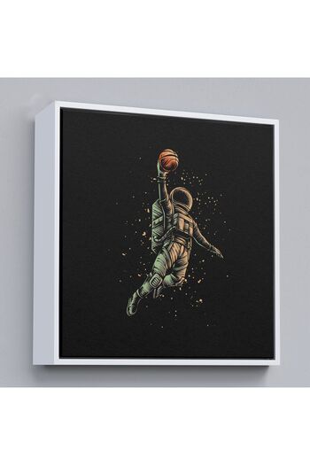 indispensablely Astronaut Playing Basketball on the Moon with Frame Canvas Painting-5067