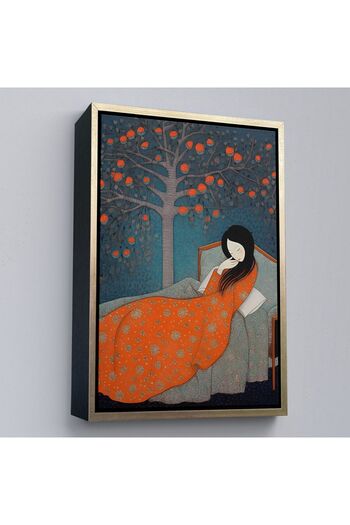 indispensablely Asian Woman Sleeping in a Bed with a Frame Painting-8007