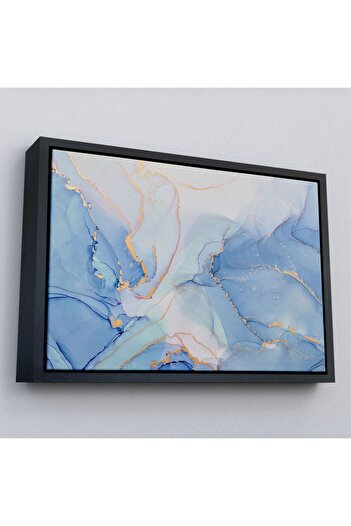 indispensablely Marble Pattern with Framed Ink and Alcohol Elements Canvas Painting-5044