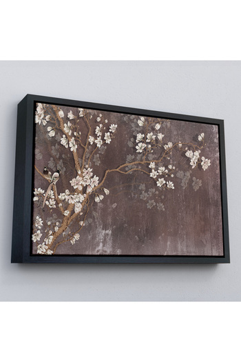 indispensablely White Flowers on Tree with Frame Oil Painting View Decorative Canvas Wall Painting-3736