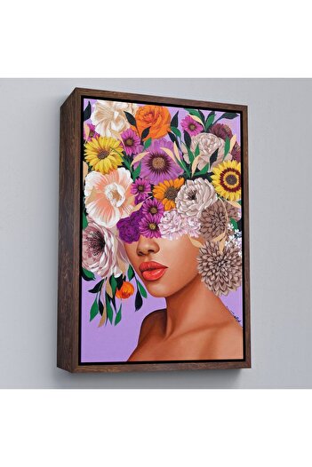 indispensablely Framed Flower Head Girl Decorative Wall Painting-6190