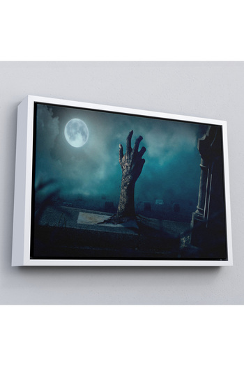 indispensablely Framed Graveyard Embalmed Hand Halloween Hand Coming Out of the Grave Decorative Wall Painting-5204