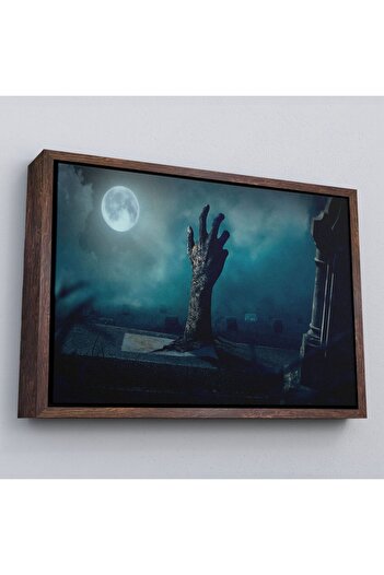 indispensablely Framed Graveyard Embalmed Hand Halloween Hand Coming Out of the Grave Decorative Wall Painting-5204