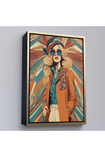 indispensablely Beautiful Retro Woman Painting with a Framed Hat-8071