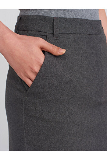 Dilvin 80848 Düz Midi Etek-Gri