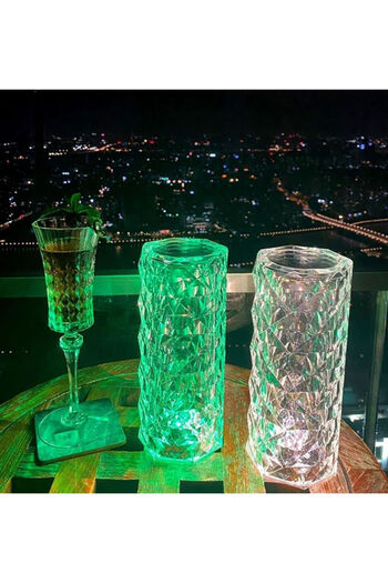 Generic LED diamond crystal table lamp, 16 clear colors